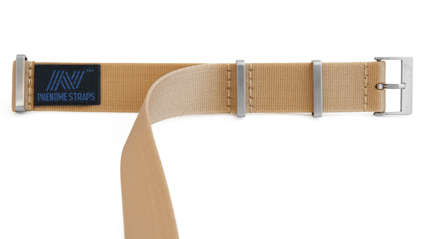 Beige Nylon Watch Strap - Brushed