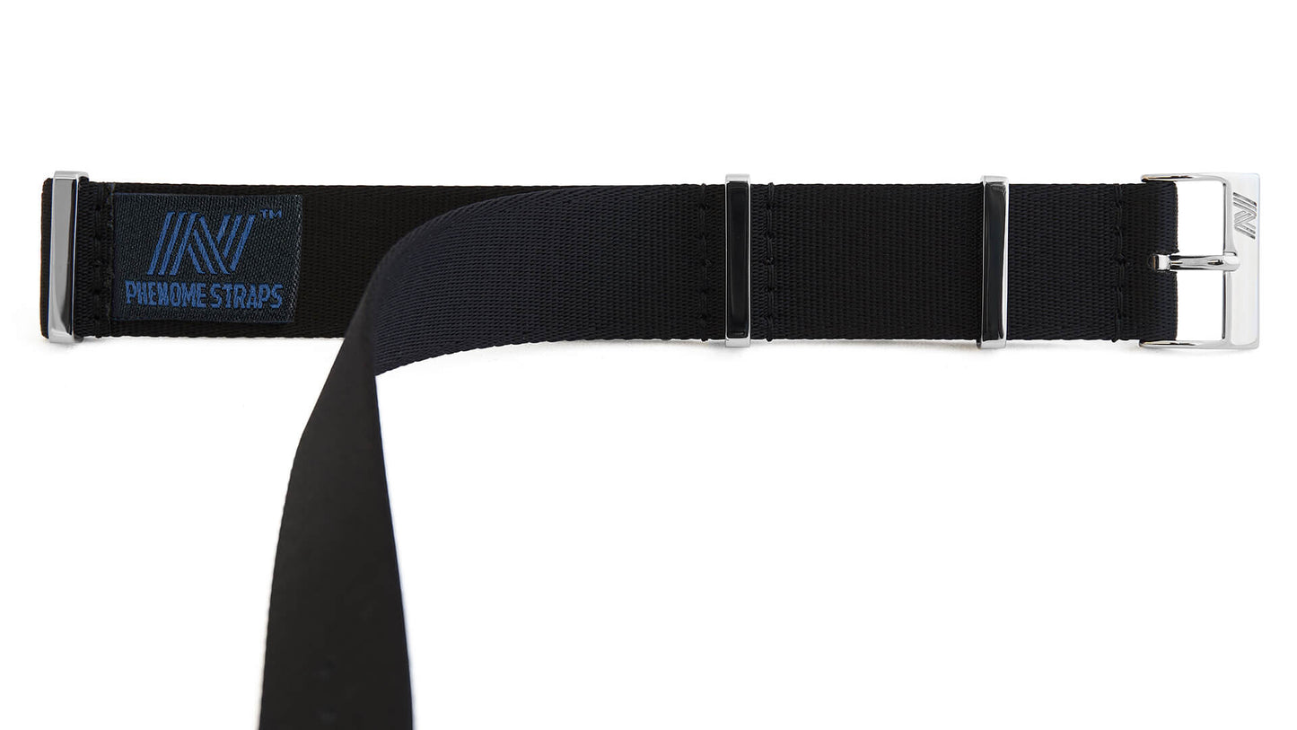 Black Nylon Watch Strap - Polished