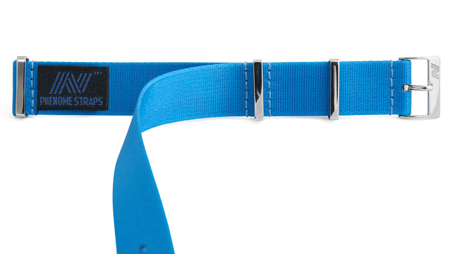 Blue Nylon Watch Strap - Polished