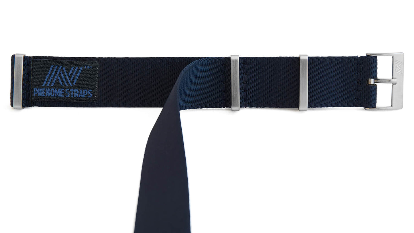 Navy Blue Nylon Watch Strap - Brushed