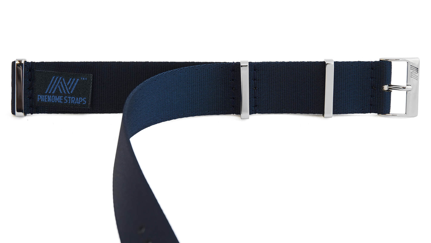 Navy Blue Nylon Watch Strap - Polished