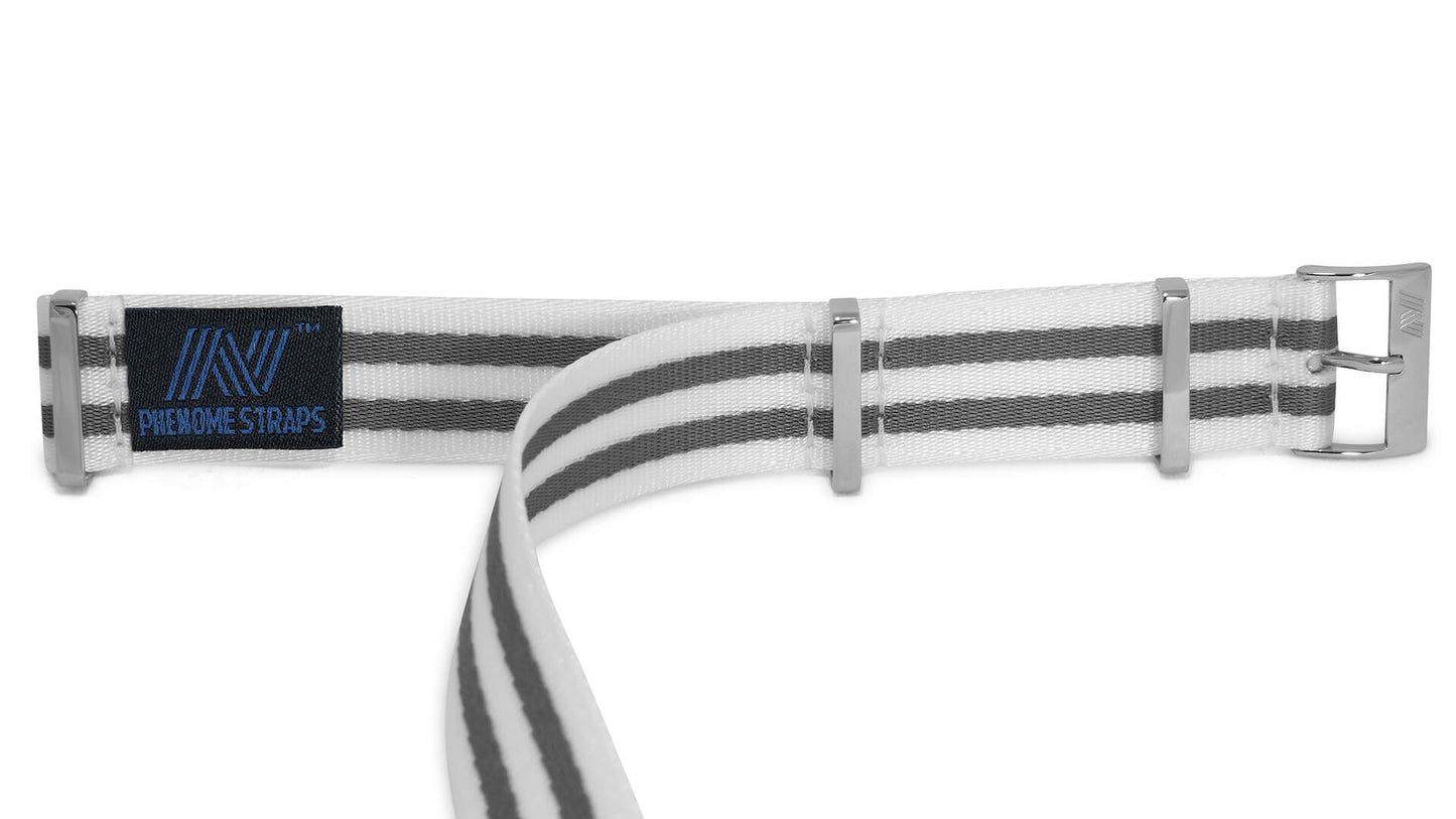 White Bond Nylon Watch Strap - Polished