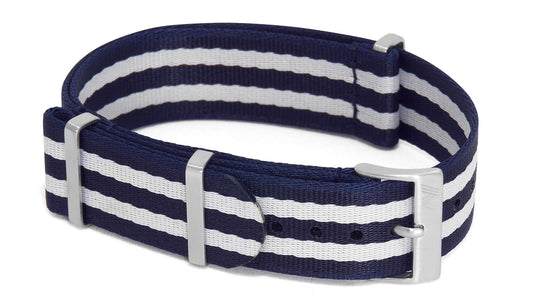 Navy Blue & White Nylon Watch Strap