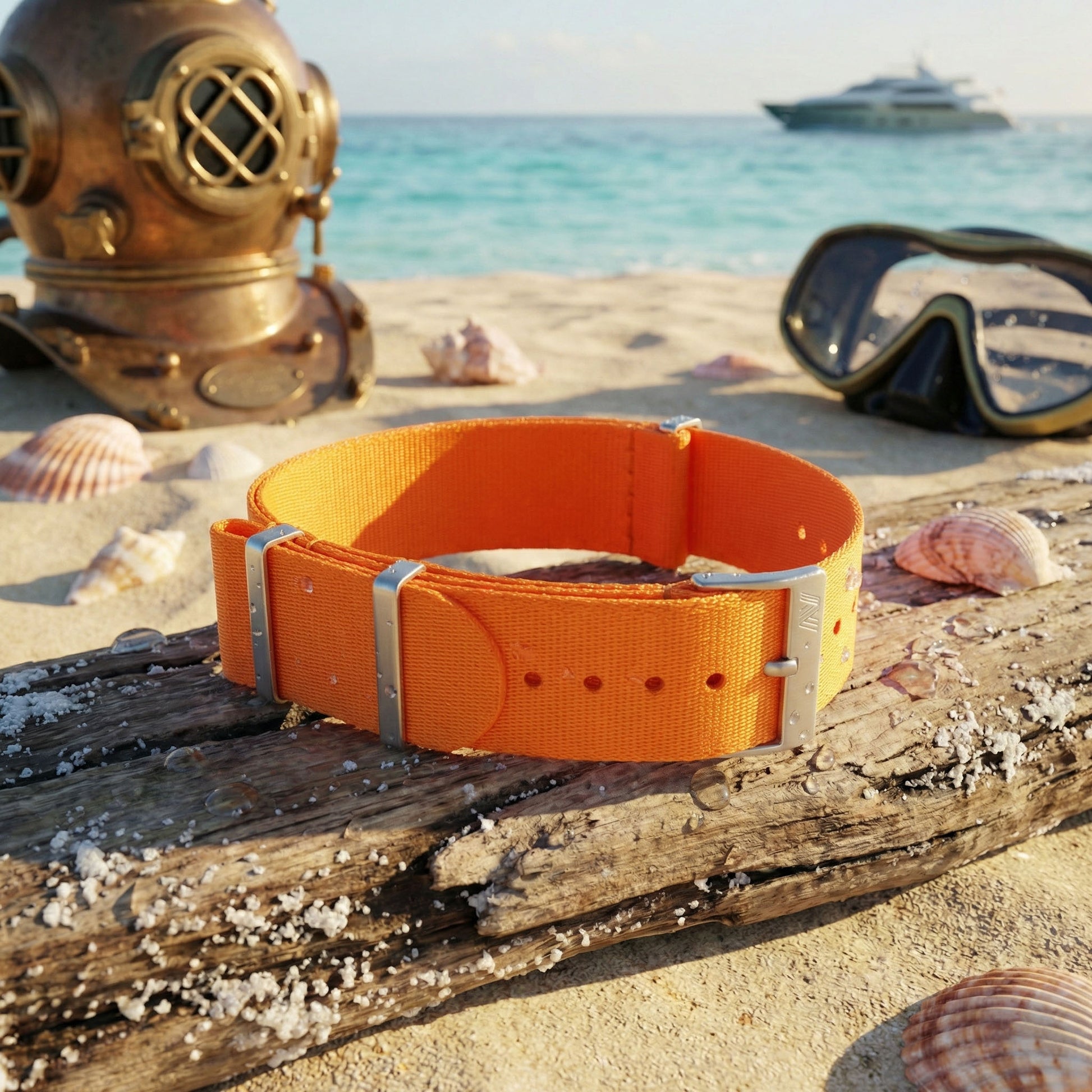 PhenomeStraps premium orange seatbelt nylon watch strap with stainless steel hardware