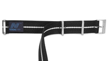 Load image into Gallery viewer, Black Nylon Strap with White Stripe